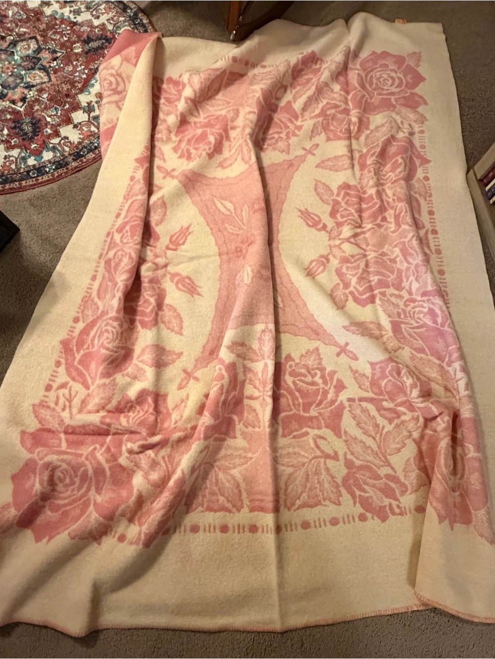 Vintage JC Penney Golden Dawn Reversible Wool Blanket 70 x 62 - Picture 1 of 9